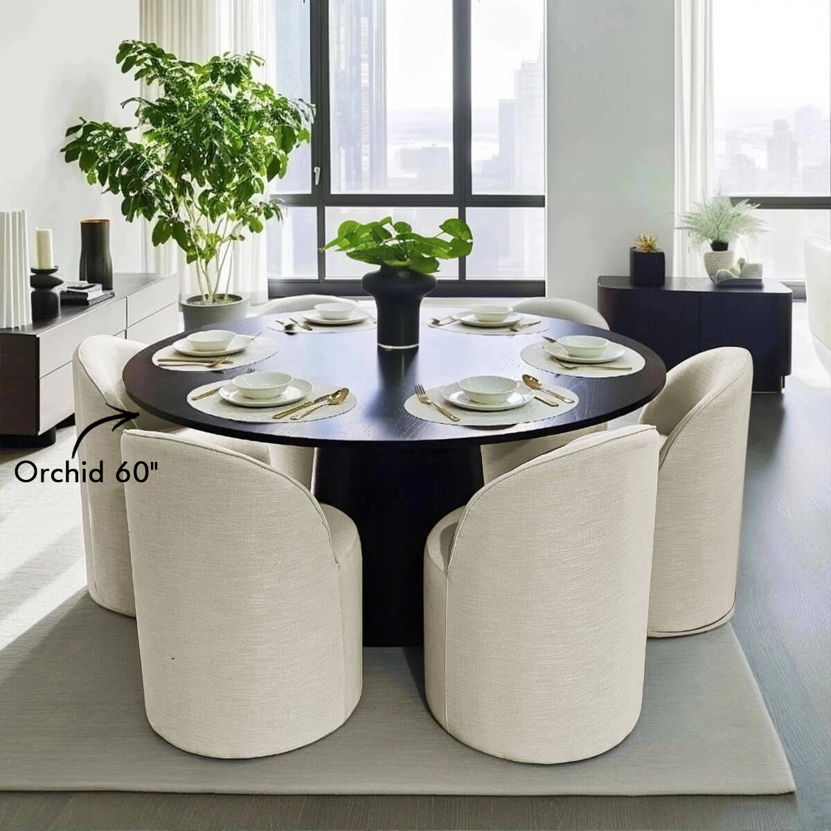 Doris Rolling Upholstered Dining Chair With Castors (Set of 6)