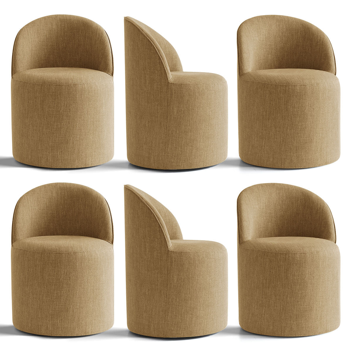 Doris Rolling Upholstered Dining Chair With Castors (Set of 6)