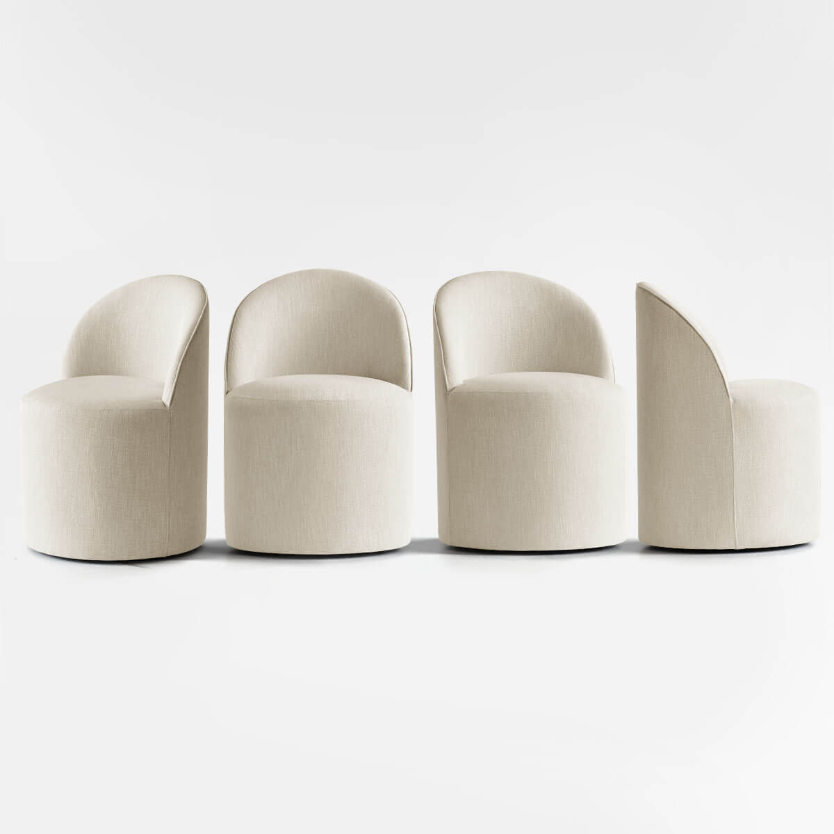 Doris Rolling Upholstered Dining Chair With Castors (Set of 4)