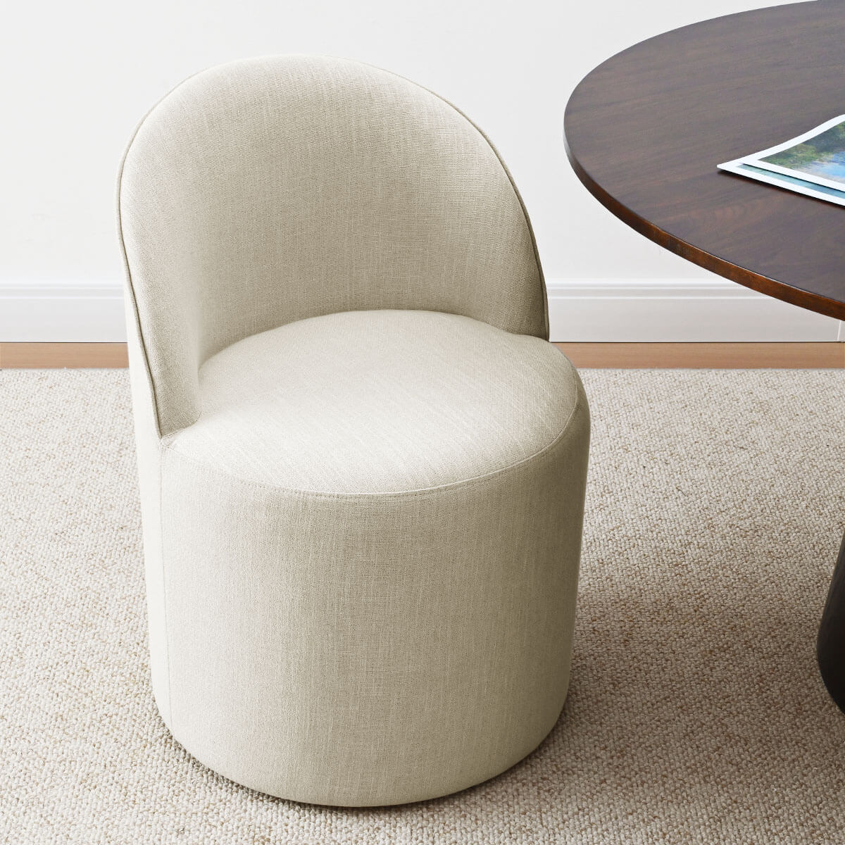 Doris Rolling Upholstered Dining Chair With Castors (Set of 6)