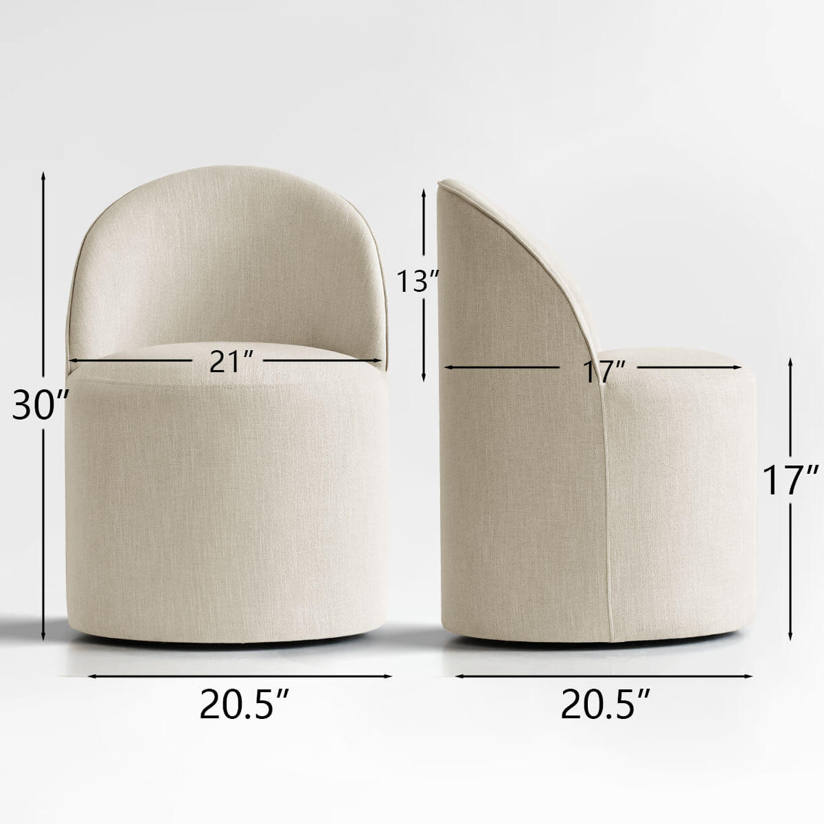 Doris Rolling Upholstered Dining Chair With Castors (Set of 6)