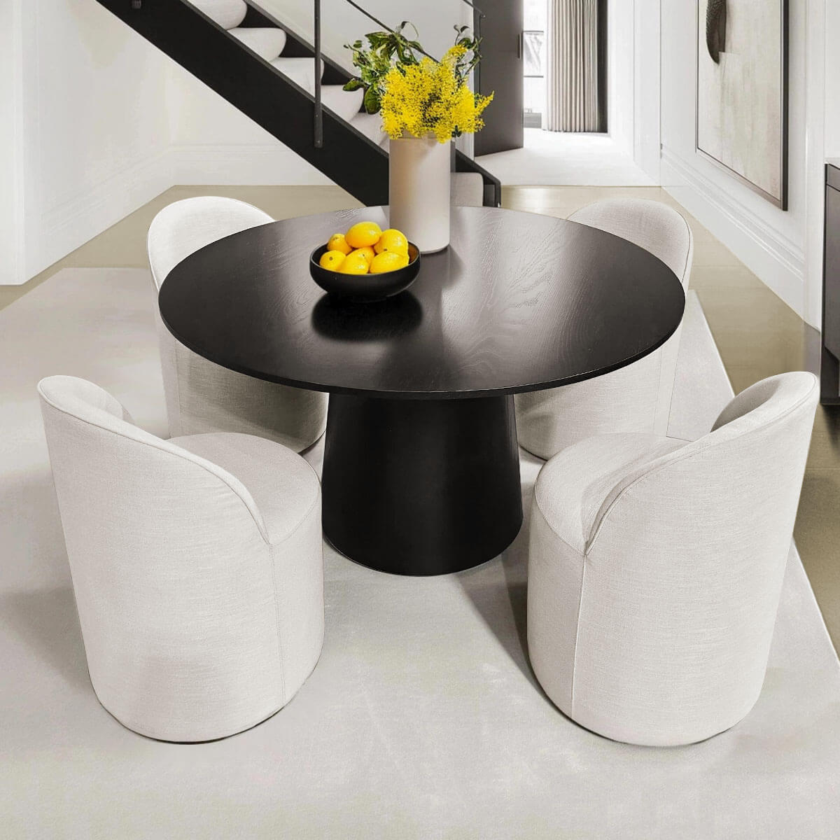 Doris Rolling Upholstered Dining Chair With Castors (Set of 4)