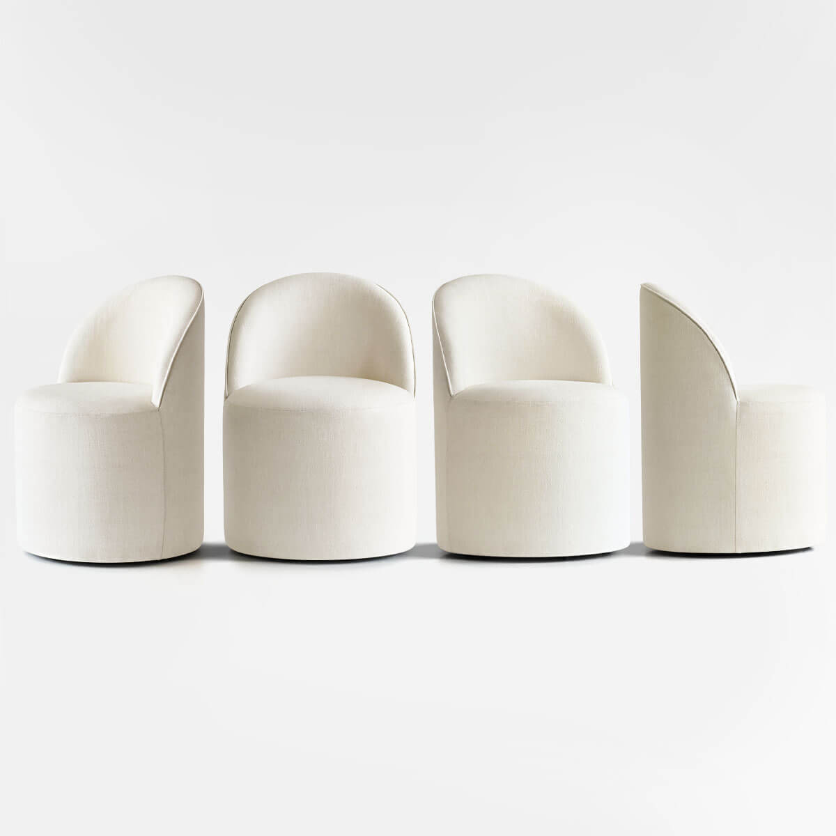 Doris Rolling Upholstered Dining Chair With Castors (Set of 4)