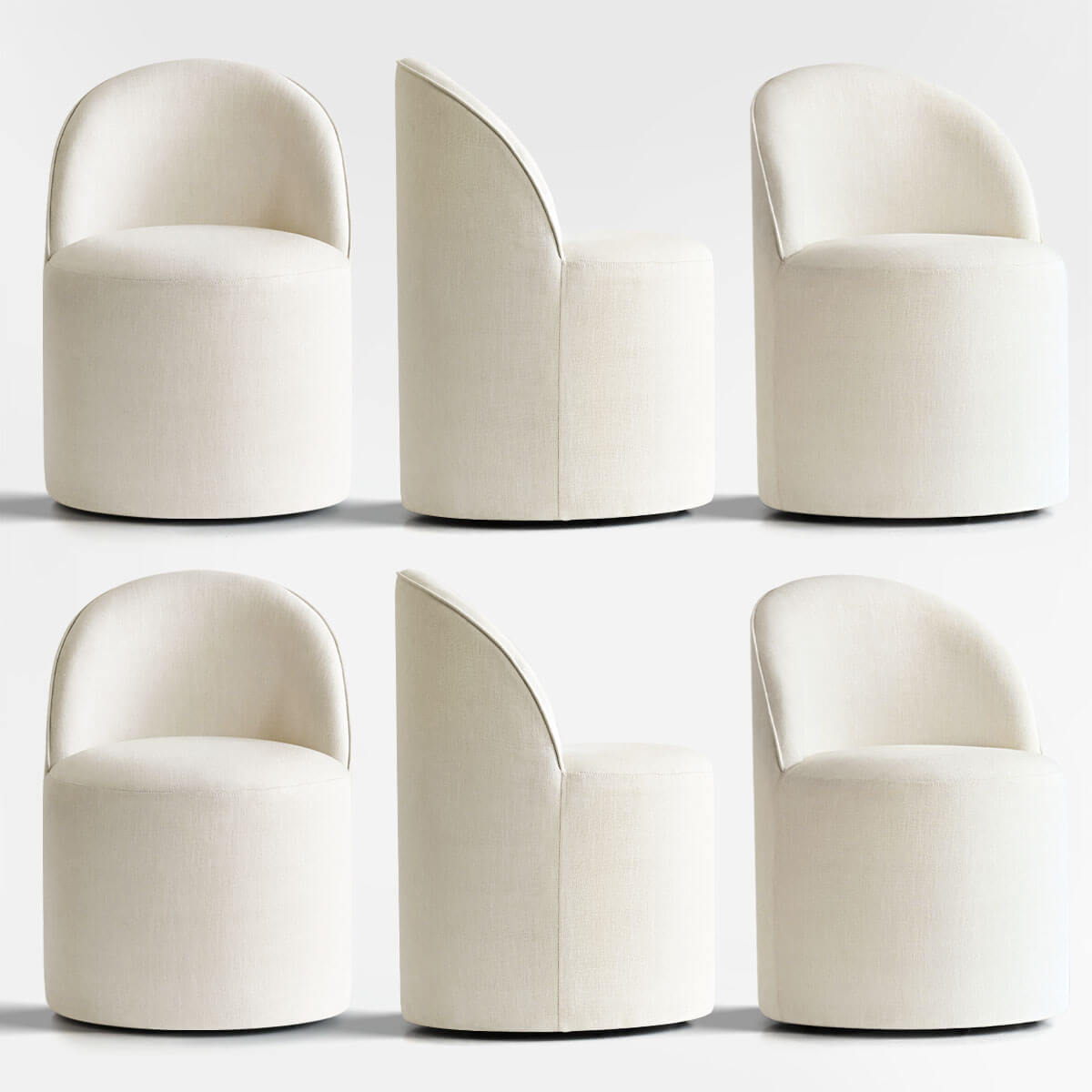 Doris Rolling Upholstered Dining Chair With Castors (Set of 6)