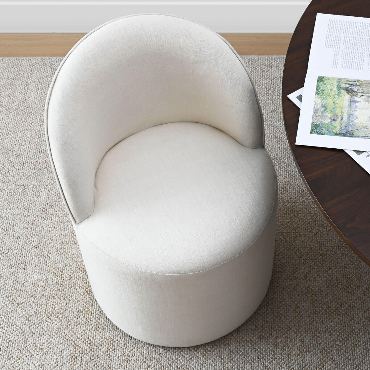 Doris Rolling Upholstered Dining Chair With Castors (Set of 6)