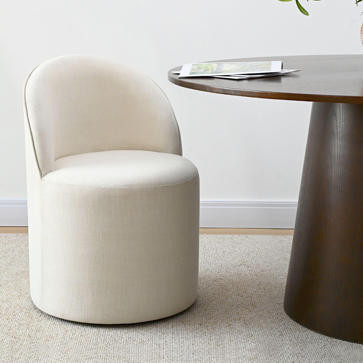Doris Rolling Upholstered Dining Chair With Castors (Set of 6)