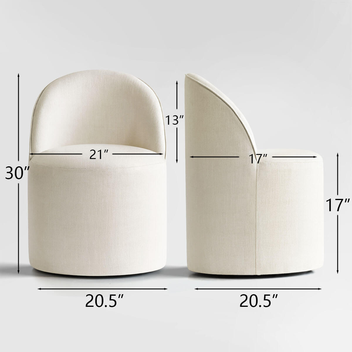 Doris Modern Swivel Small Barrel Chair (Set of 2)