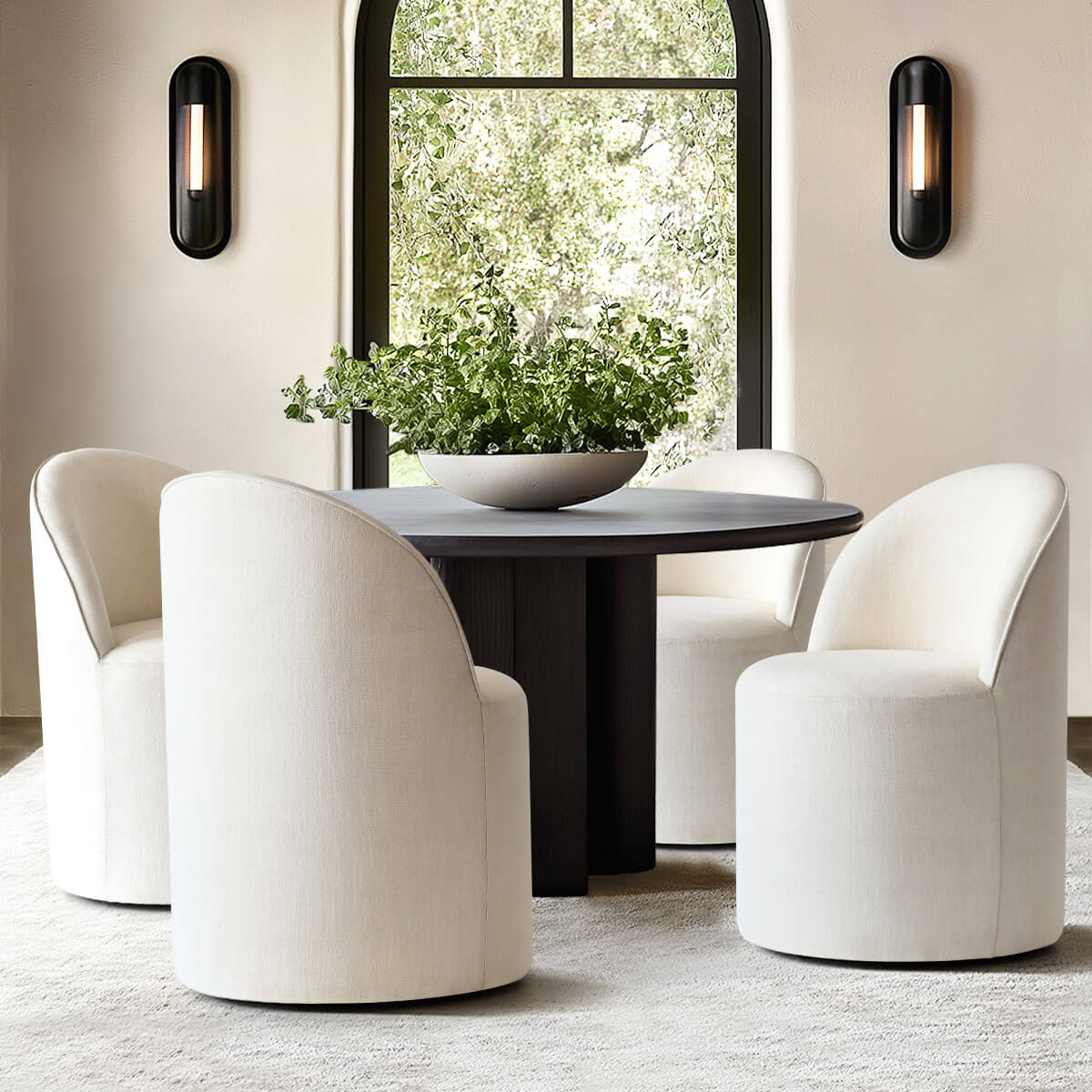 Doris Rolling Upholstered Dining Chair With Castors (Set of 4)