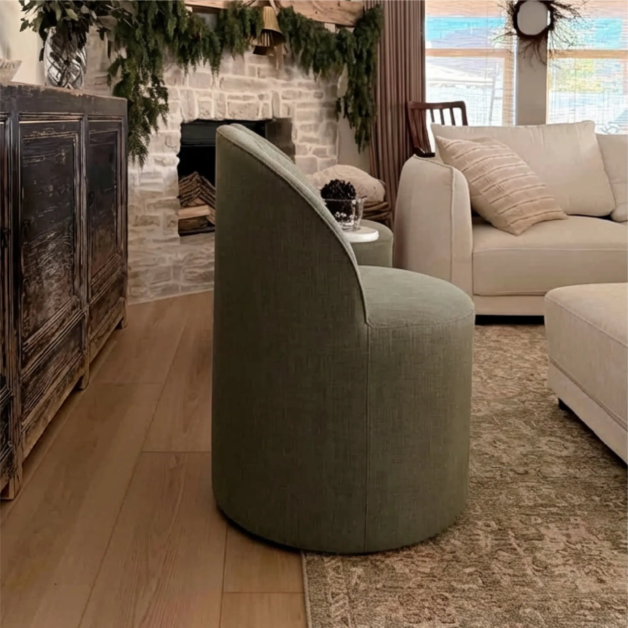 Doris Modern Swivel Small Barrel Chair (Set of 2)