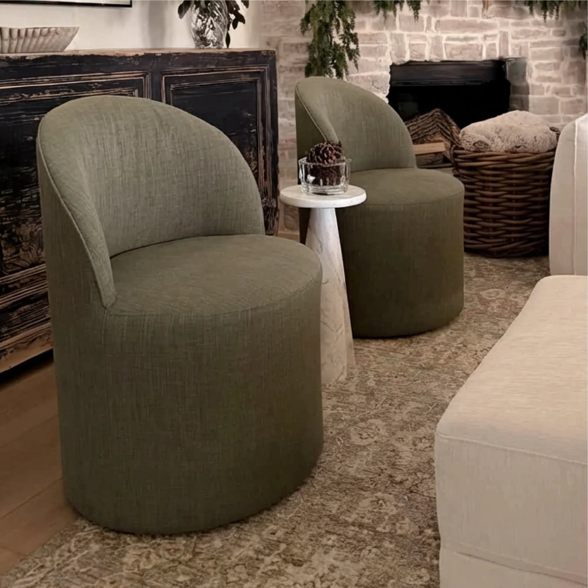 Doris Modern Swivel Small Barrel Chair (Set of 2)