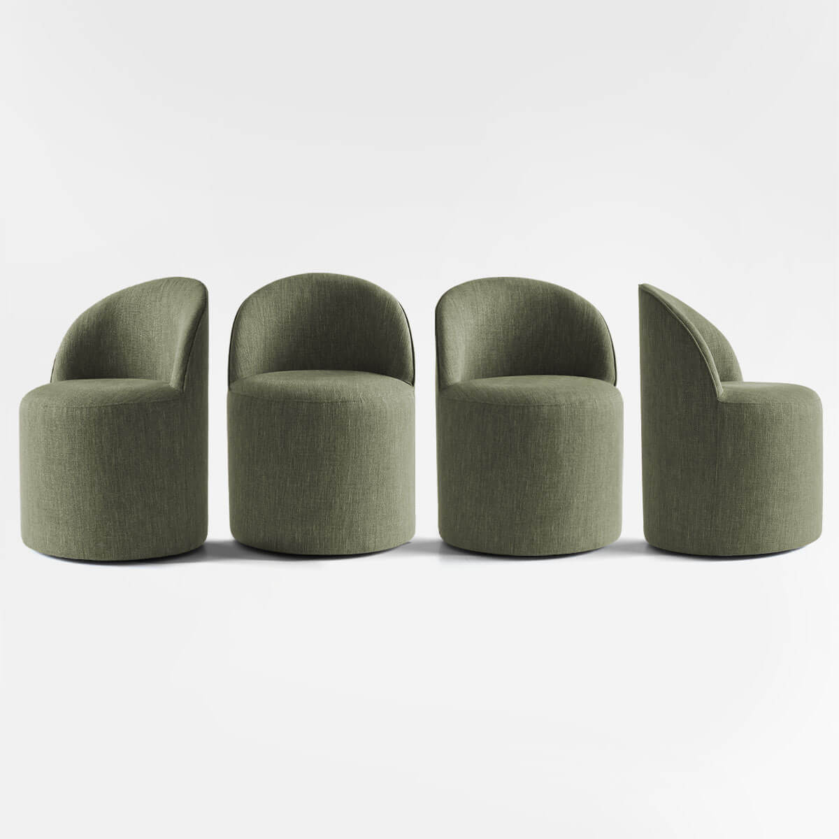 Doris Rolling Upholstered Dining Chair With Castors (Set of 4)