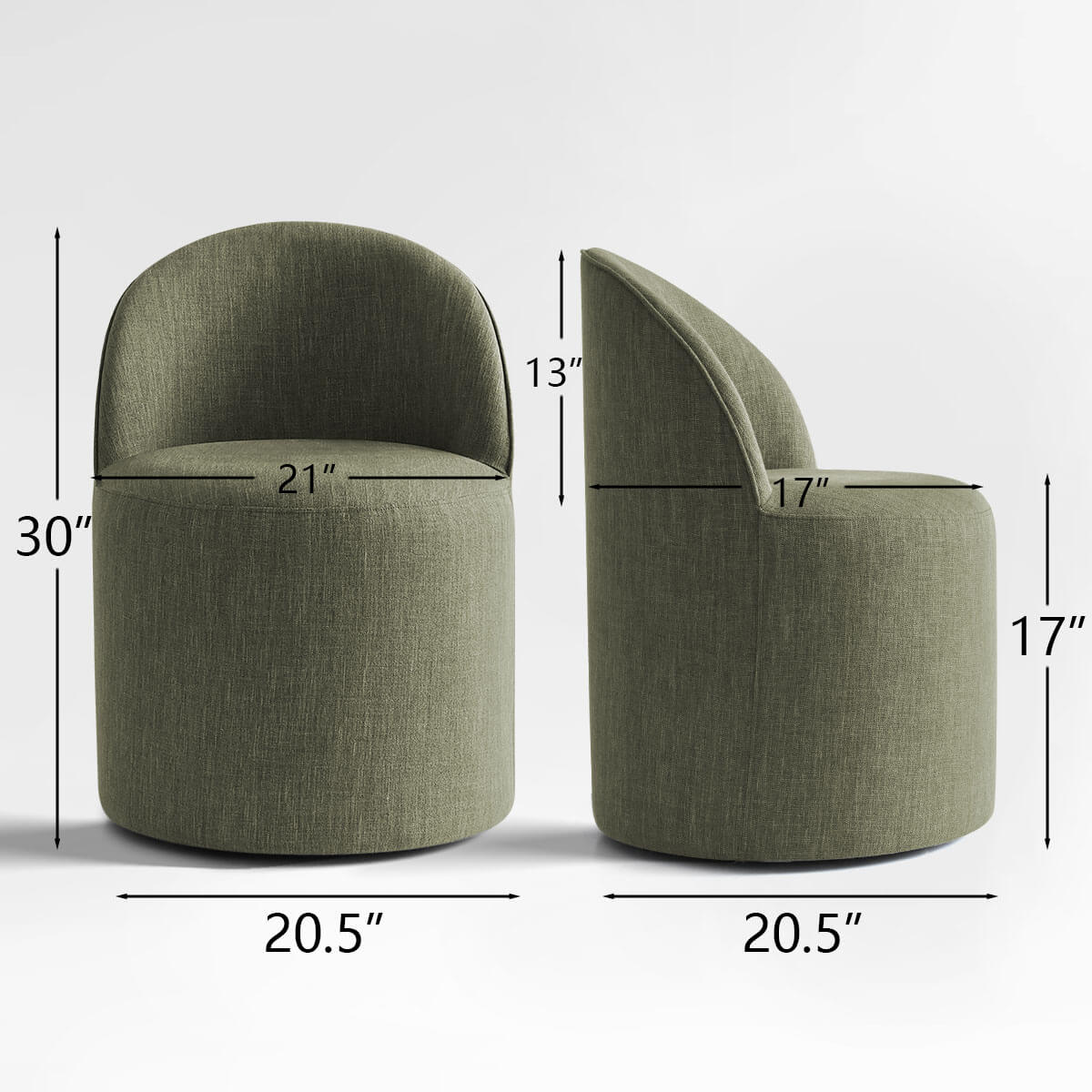 Doris Rolling Upholstered Dining Chair With Castors (Set of 6)