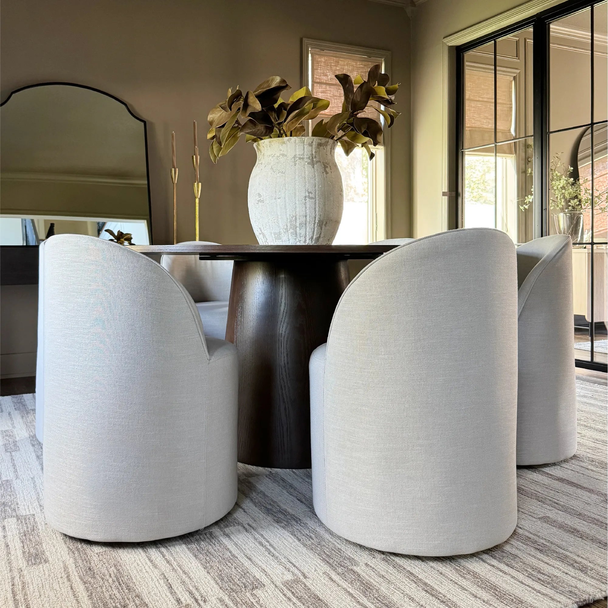 Doris Rolling Upholstered Dining Chair With Castors (Set of 4)