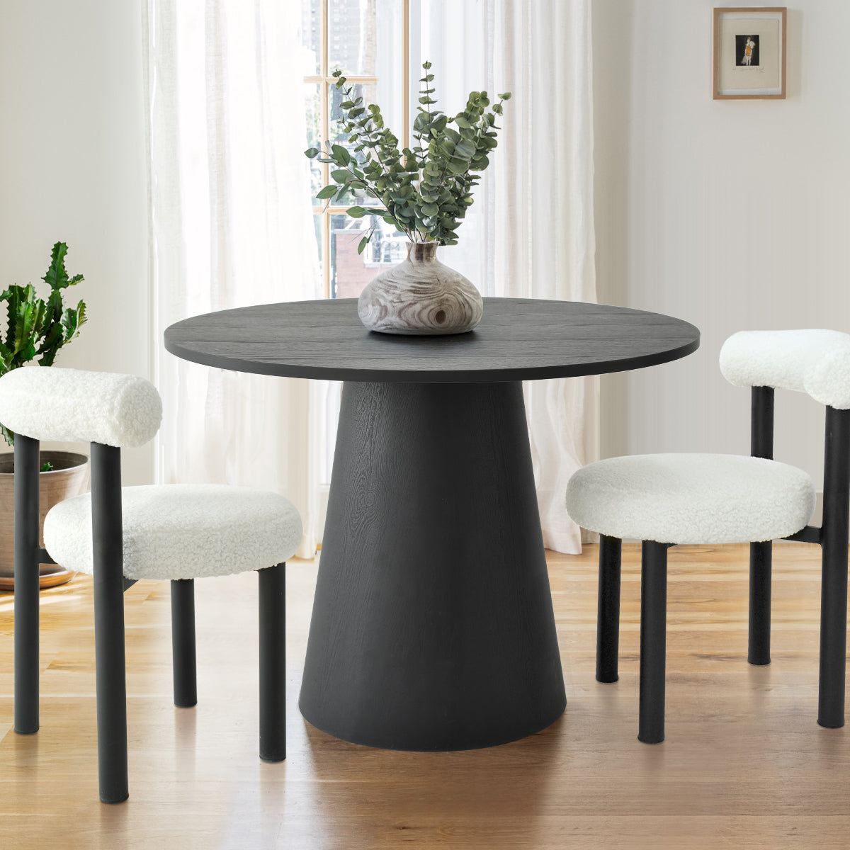 Dwen 35" Modern Round Pedestal Dining Table