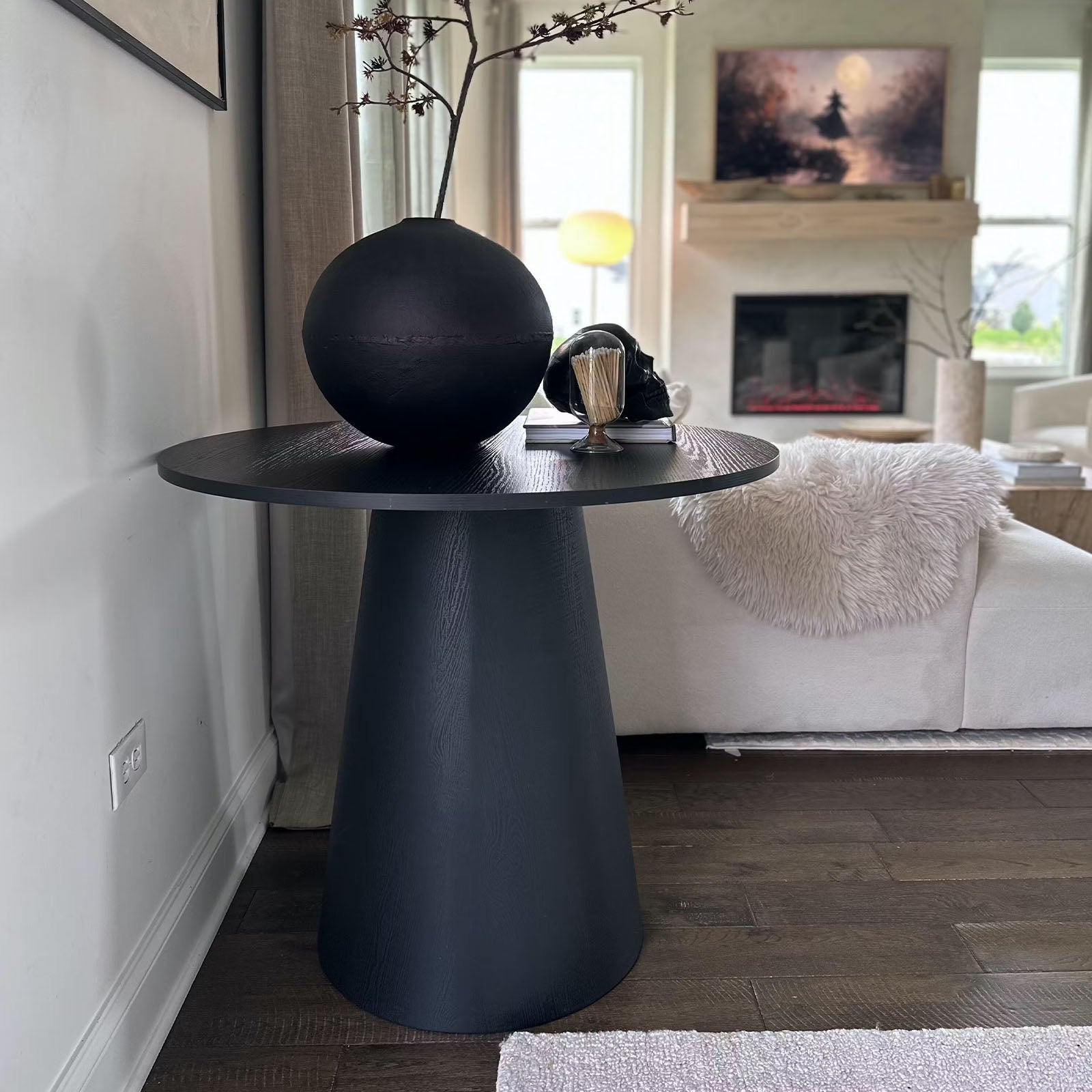 Dwen 35" Modern Round Pedestal Dining Table