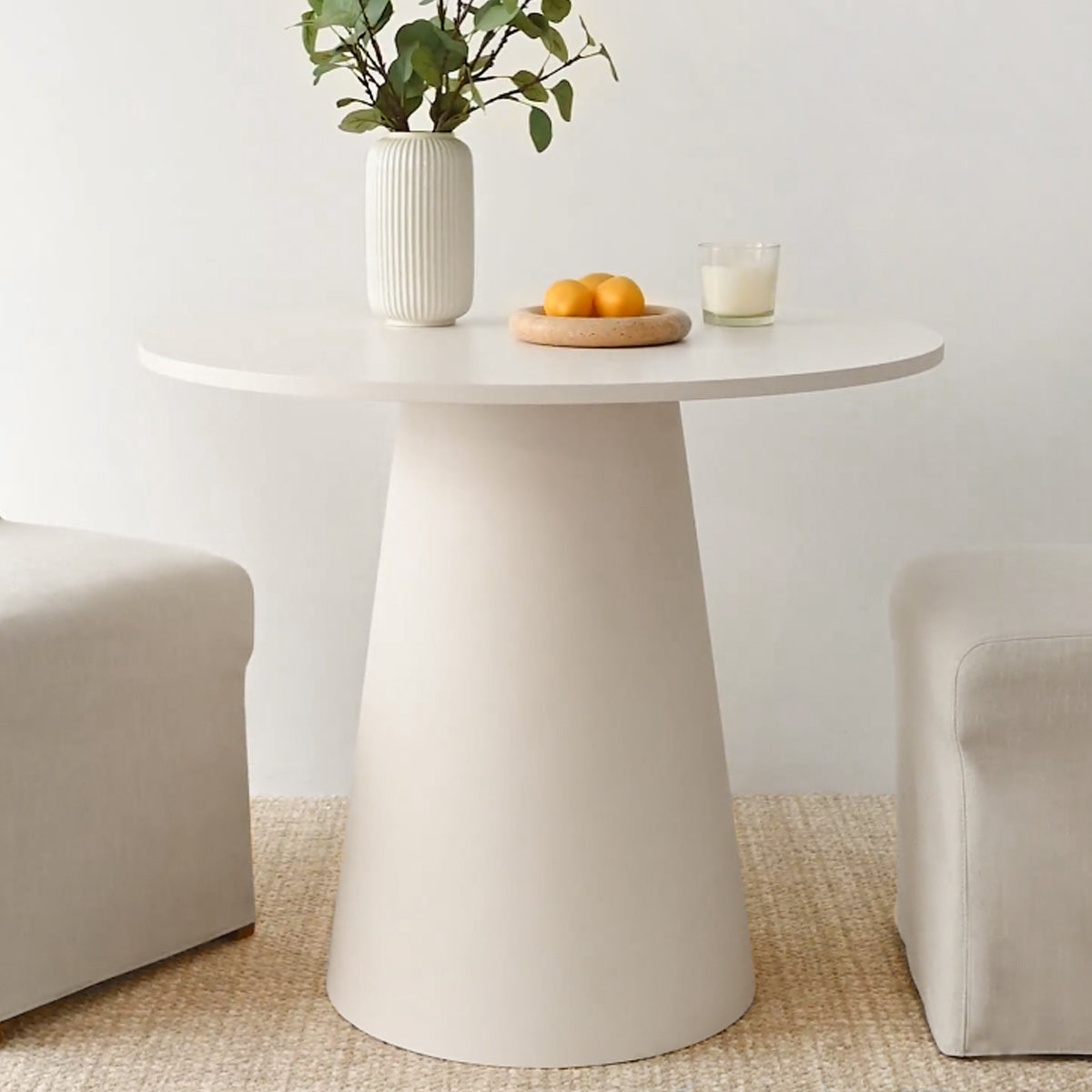 Dwen 35" Modern Round Pedestal Console Table