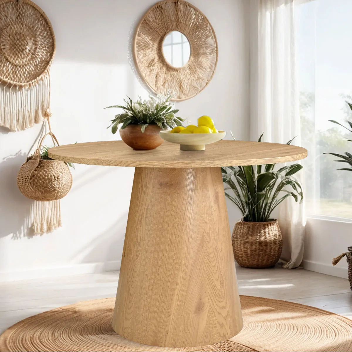 Dwen 35" Modern Round Pedestal Console Table