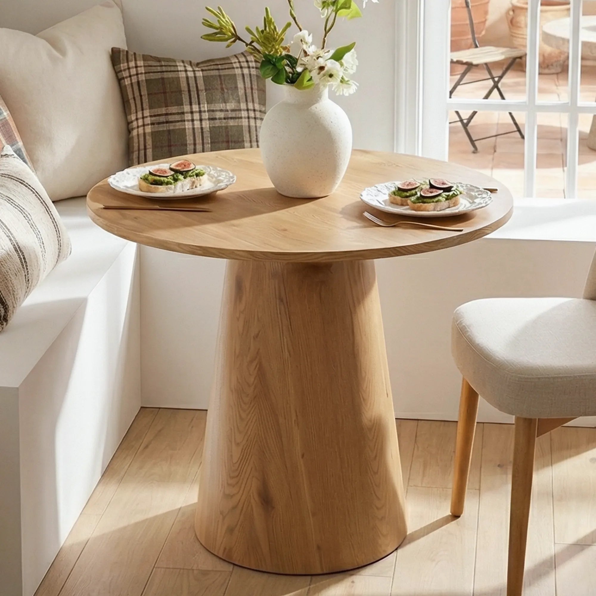 Dwen 35" Modern Round Pedestal Console Table