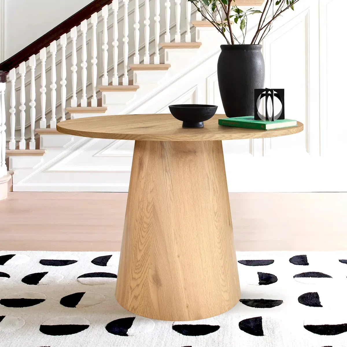 Dwen 35" Modern Round Pedestal Console Table