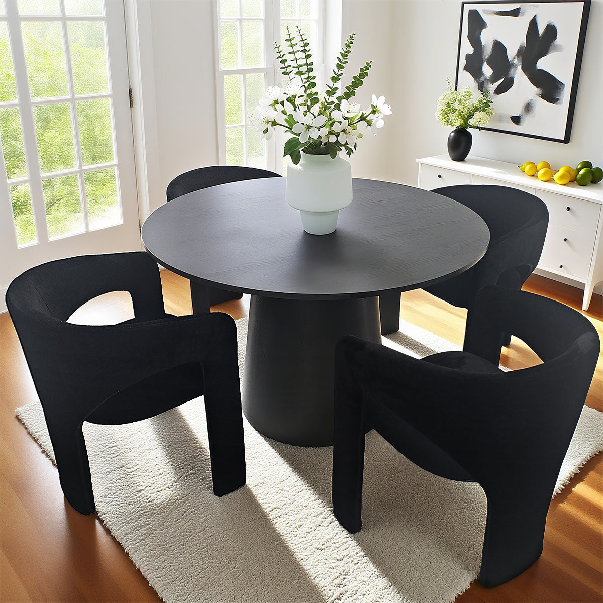 Khloe Modern Chenille Dining Chair with Arms (Set of 6)