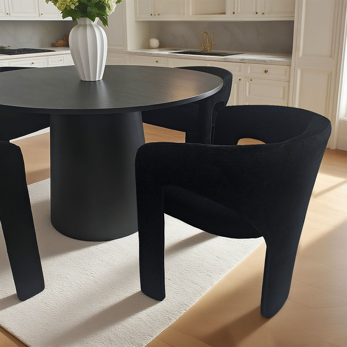 Khloe Modern Chenille Dining Chair with Arms (Set of 4)