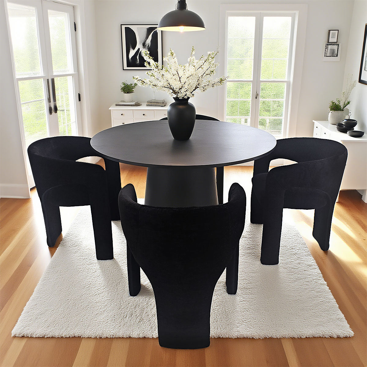 Khloe Modern Chenille Dining Chair with Arms (Set of 6)