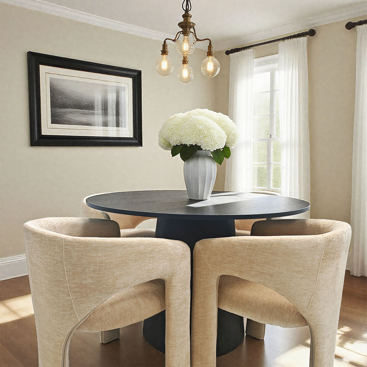 Khloe Modern Chenille Dining Chair with Arms (Set of 4)