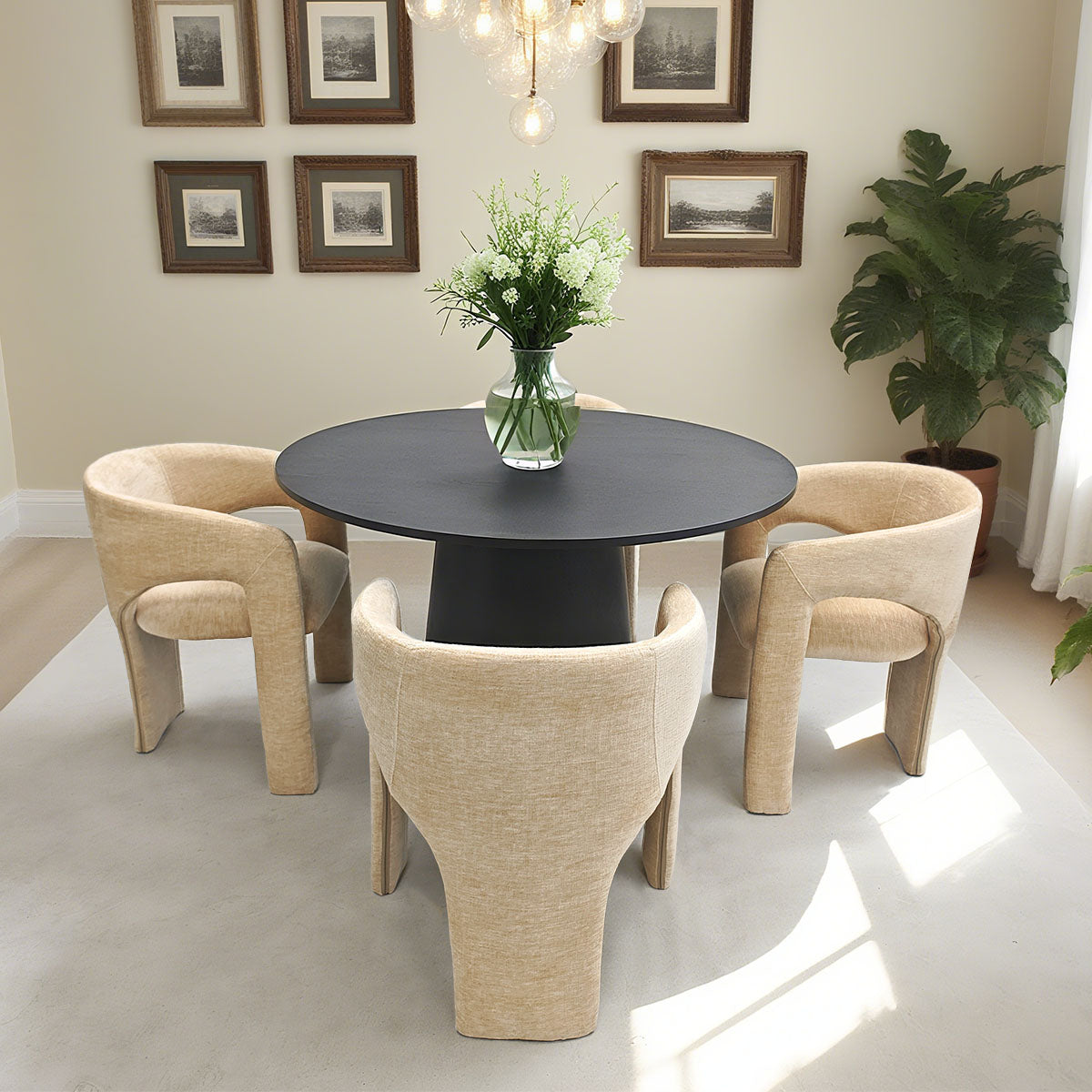 Khloe Modern Chenille Dining Chair with Arms (Set of 6)