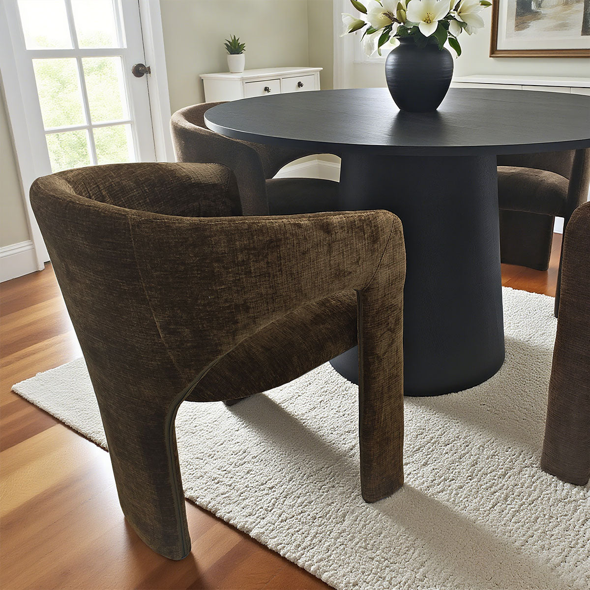 Khloe Modern Chenille Dining Chair with Arms (Set of 2)