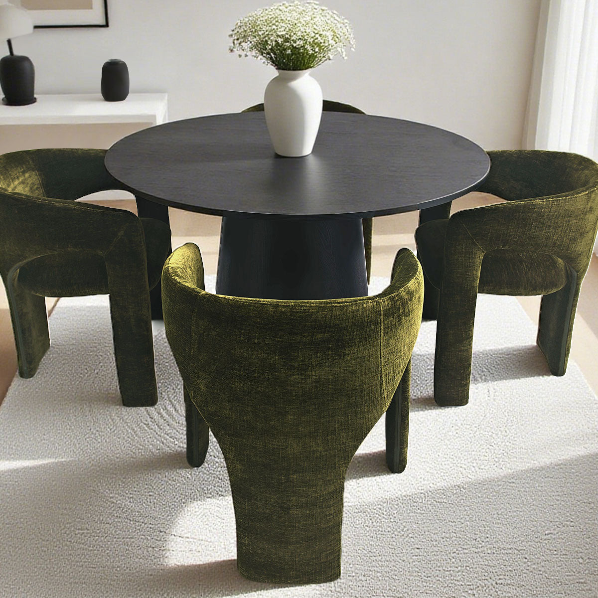 Khloe Modern Chenille Dining Chair with Arms (Set of 2)