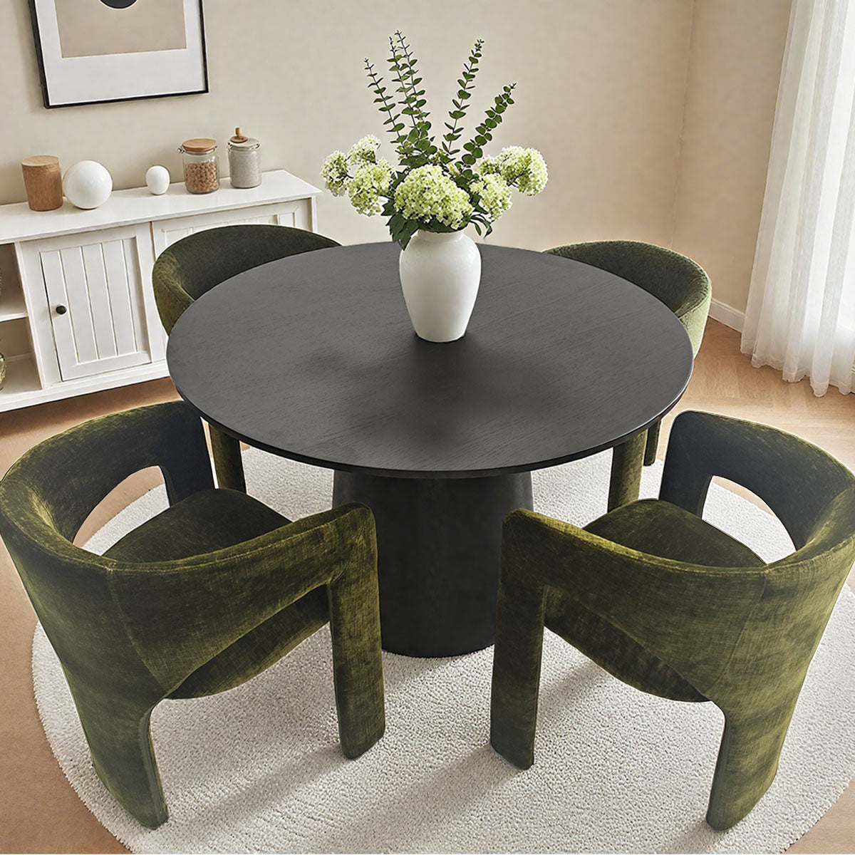 Khloe Modern Chenille Dining Chair with Arms (Set of 6)