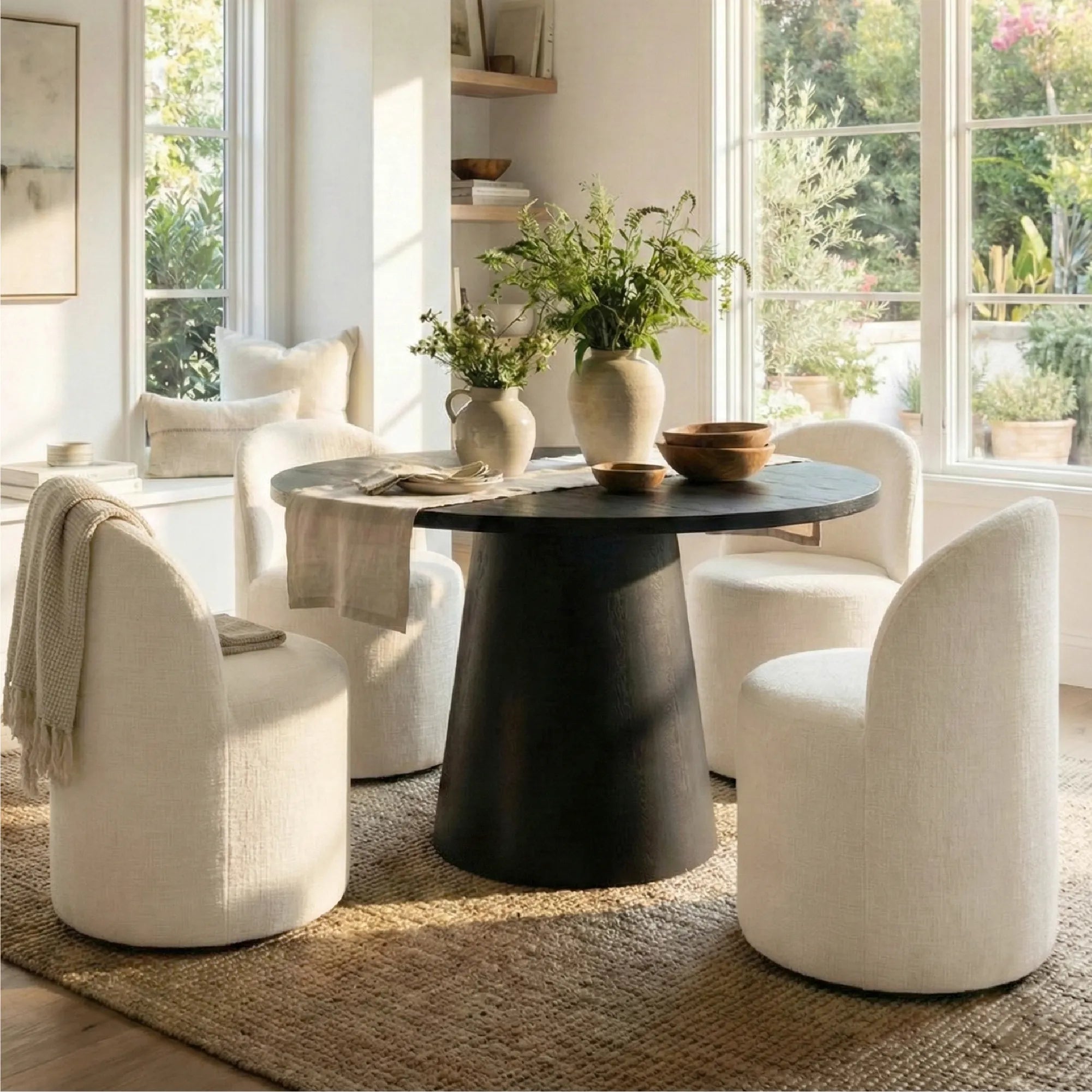 Dwen & Doris 46" Round Dining Table Set for 4 (5-Piece)