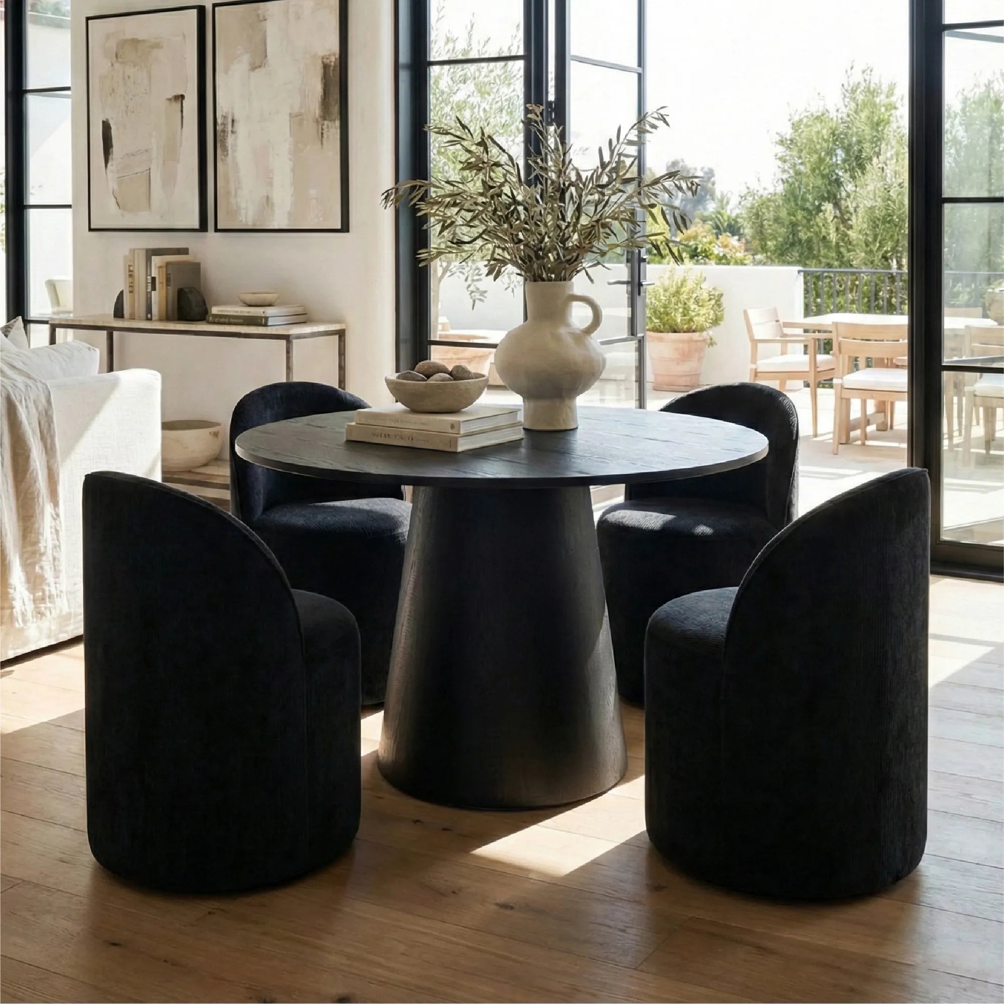 Doris Rolling Upholstered Dining Chair With Castors (Set of 6)