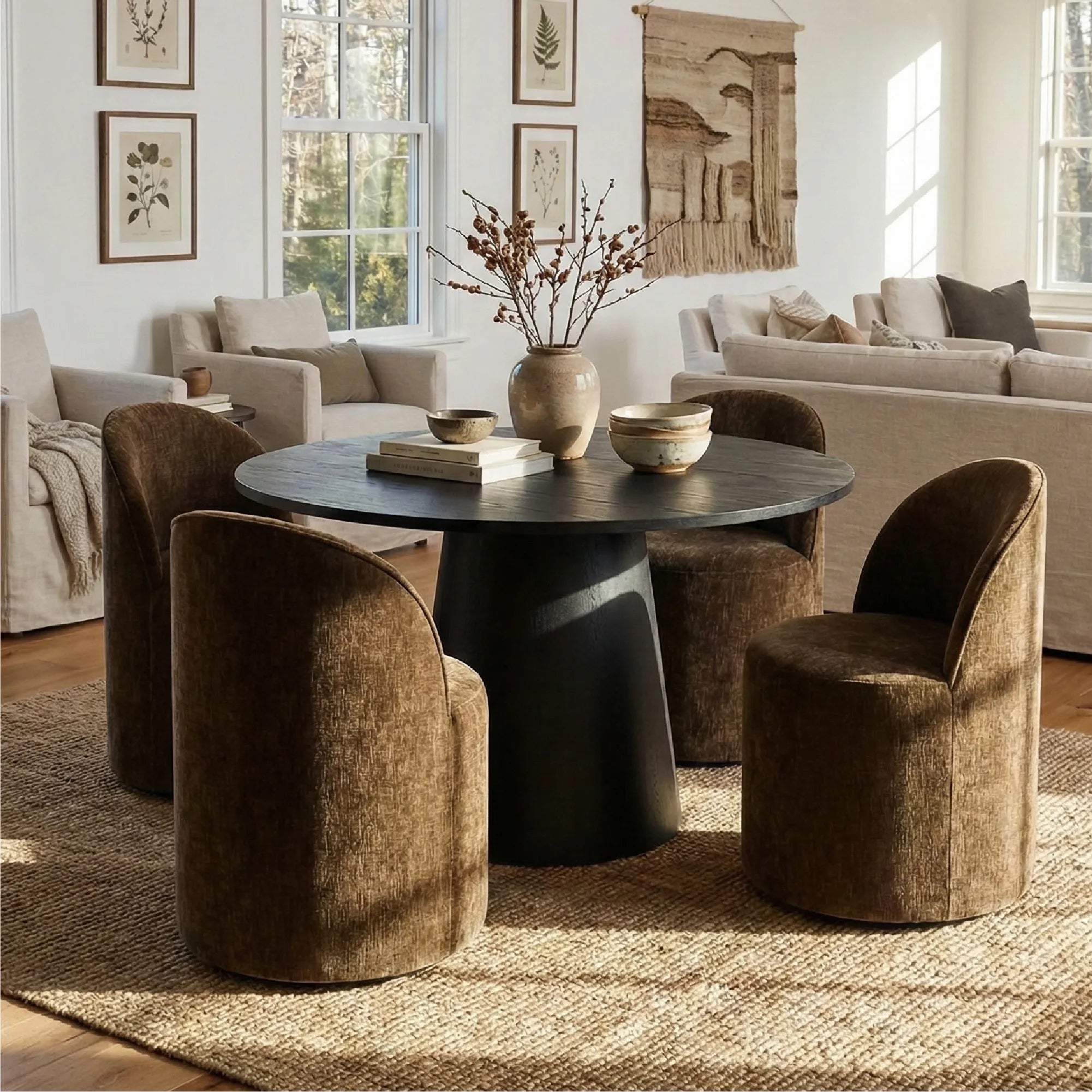 Dwen & Doris 46" Round Dining Table Set for 4 (5-Piece)