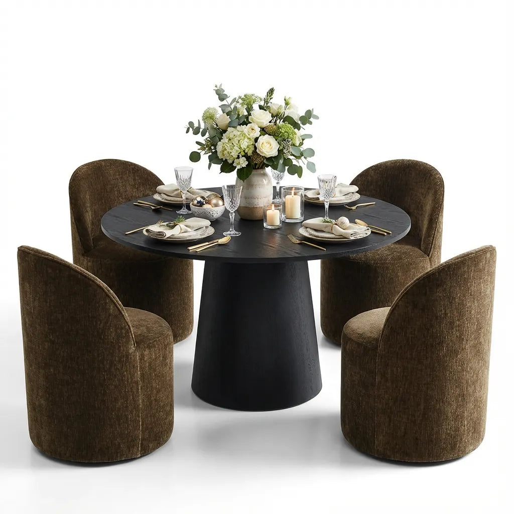 Dwen & Doris 46" Round Dining Table Set for 4 (5-Piece)