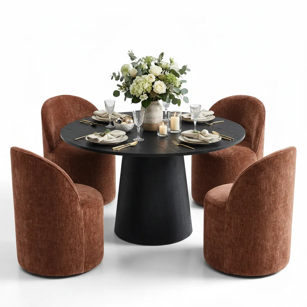 Dwen & Doris 46" Round Dining Table Set for 4 (5-Piece)