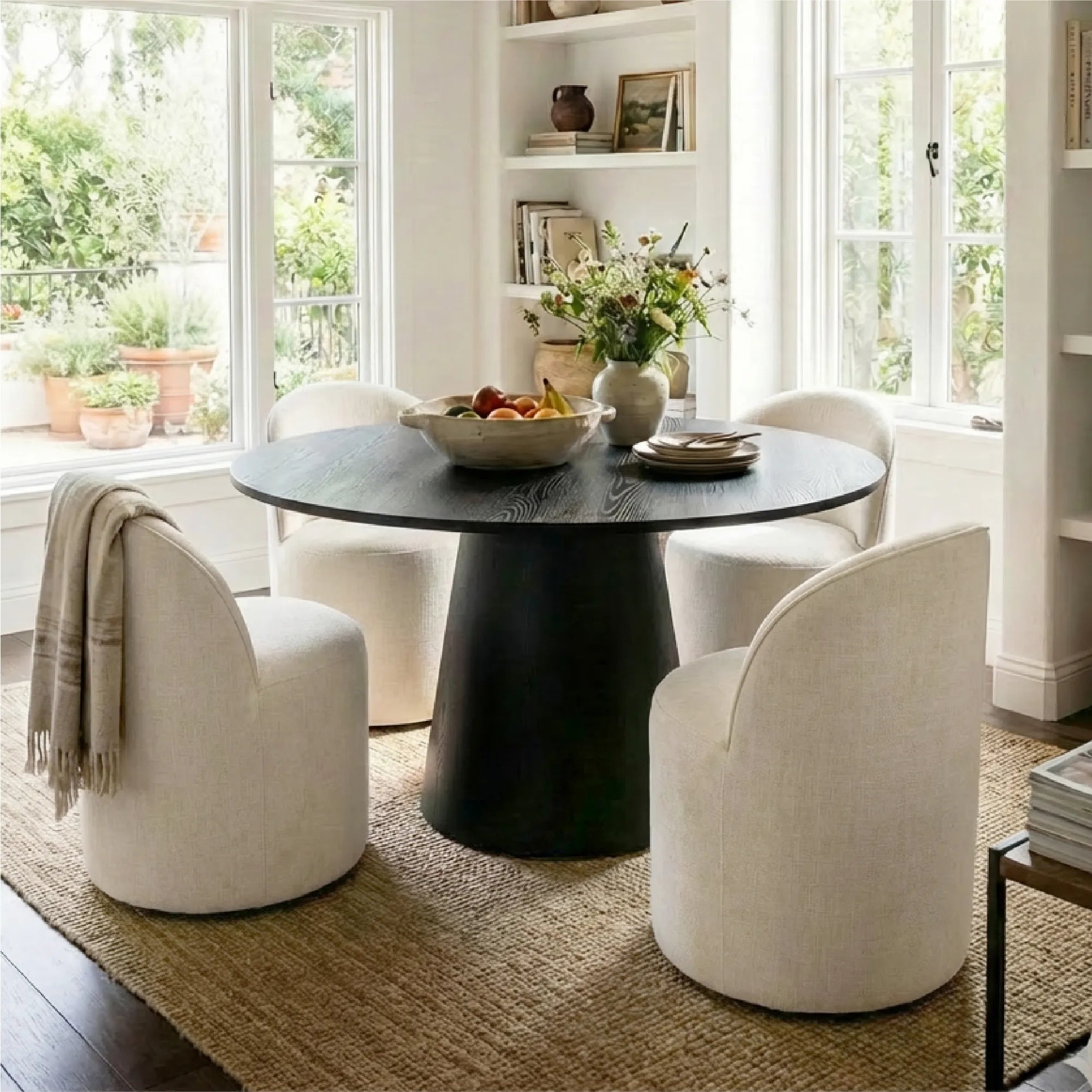 Dwen & Doris 46" Round Dining Table Set for 4 (5-Piece)