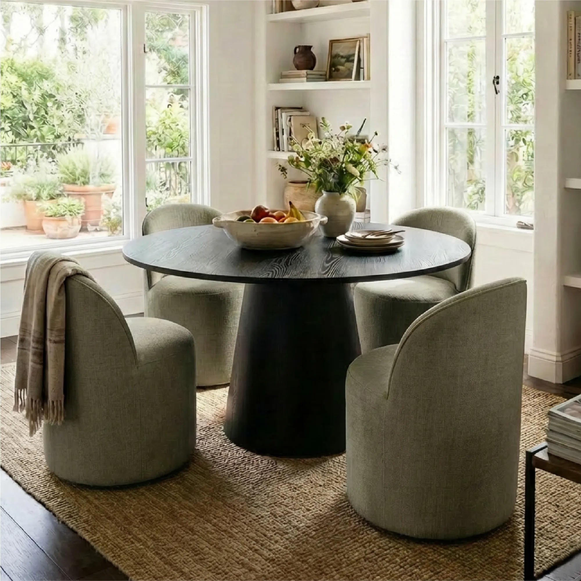 Doris Rolling Upholstered Dining Chair With Castors (Set of 6)