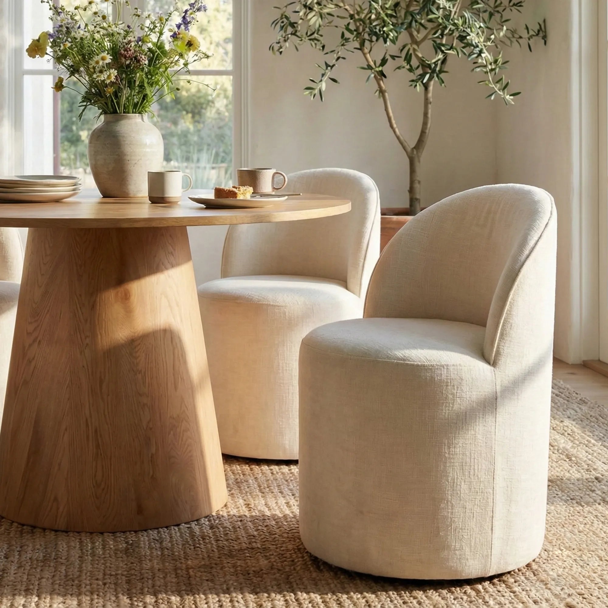 Dwen & Doris 46" Round Dining Table Set for 4 (5-Piece)