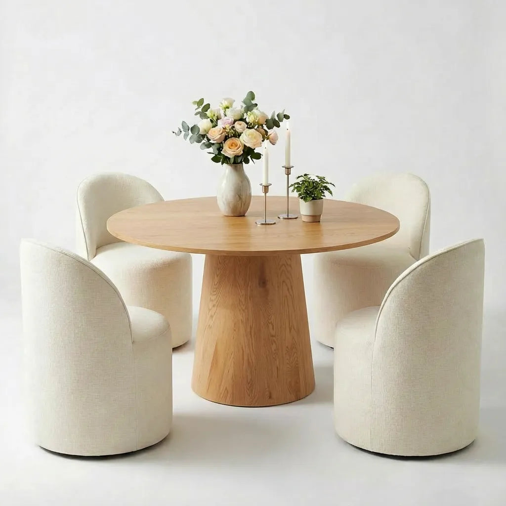 Dwen & Doris 46" Round Dining Table Set for 4 (5-Piece)