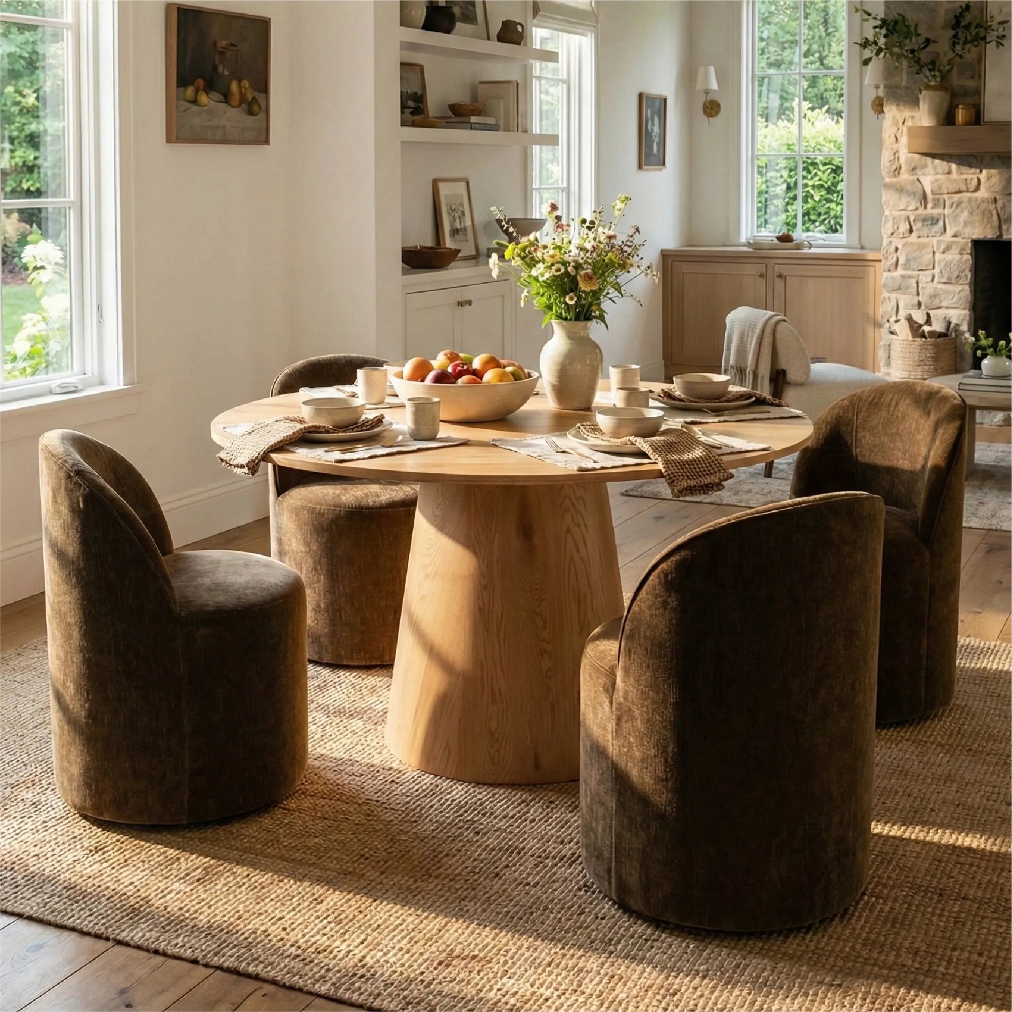 Dwen & Doris 46" Round Dining Table Set for 4 (5-Piece)