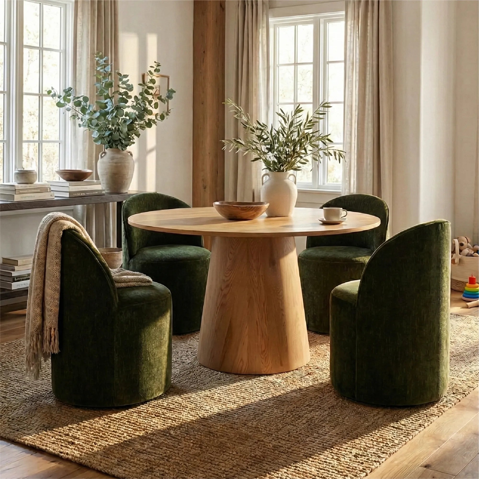 Dwen & Doris 46" Round Dining Table Set for 4 (5-Piece)