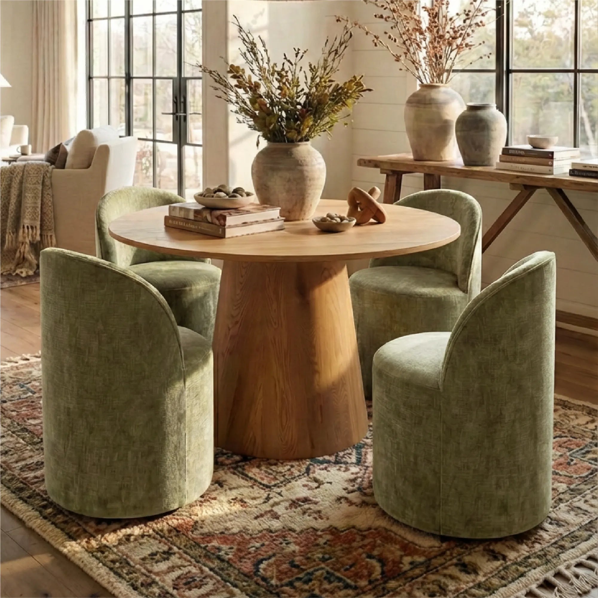 Dwen & Doris 46" Round Dining Table Set for 4 (5-Piece)