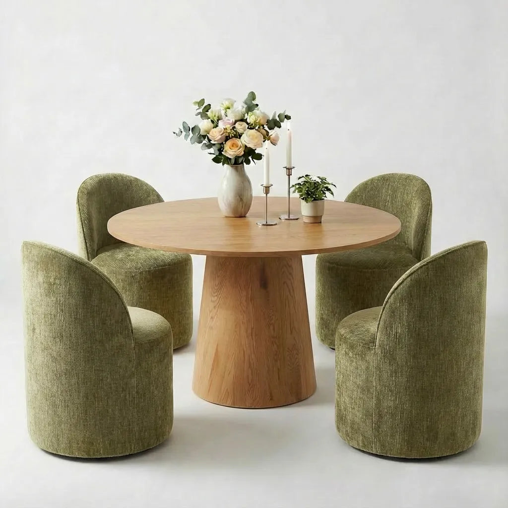 Dwen & Doris 46" Round Dining Table Set for 4 (5-Piece)