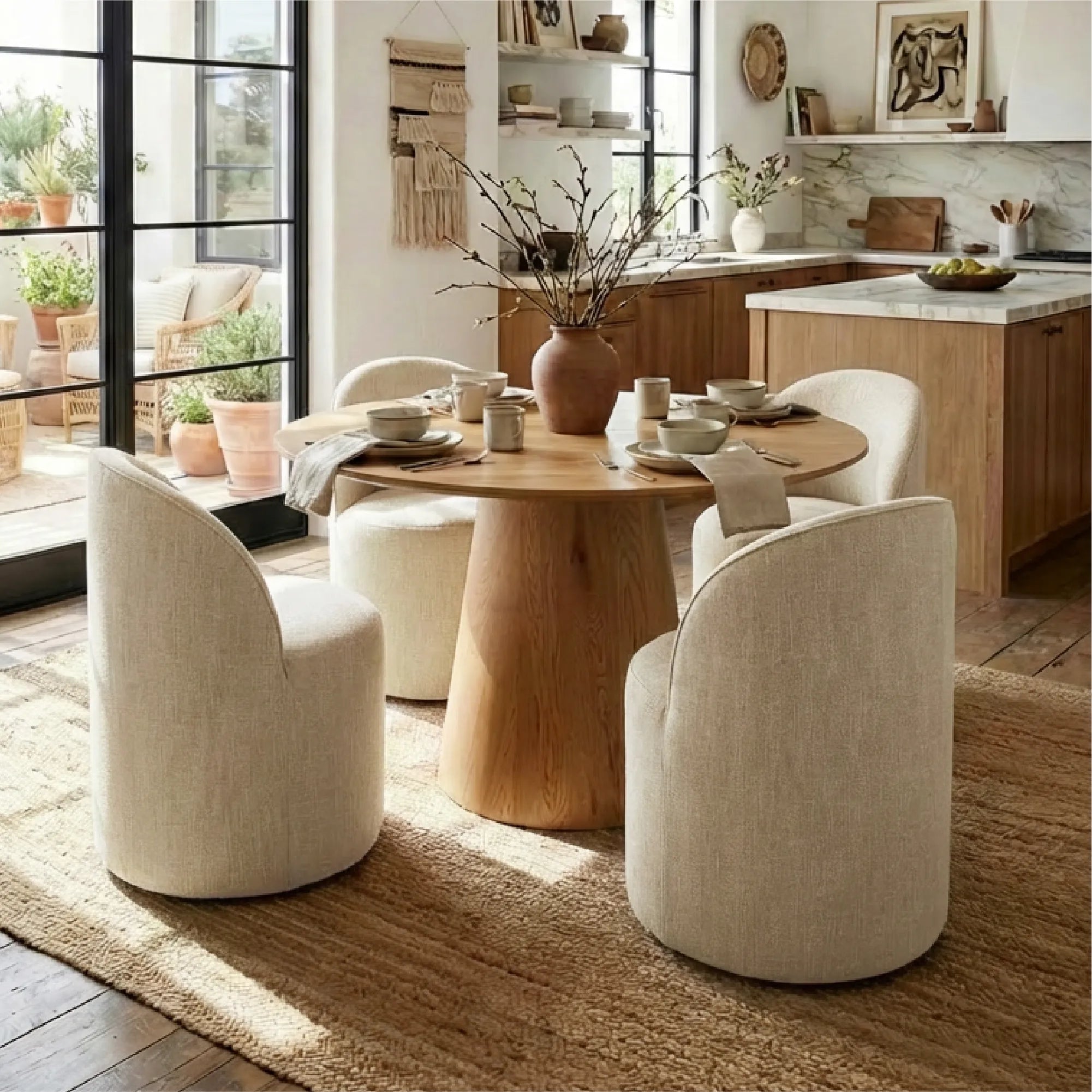 Dwen & Doris 46" Round Dining Table Set for 4 (5-Piece)