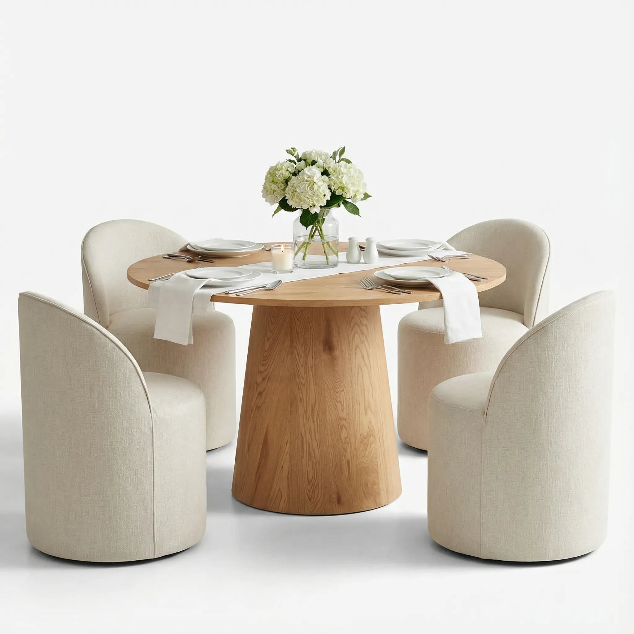 Dwen & Doris 46" Round Dining Table Set for 4 (5-Piece)