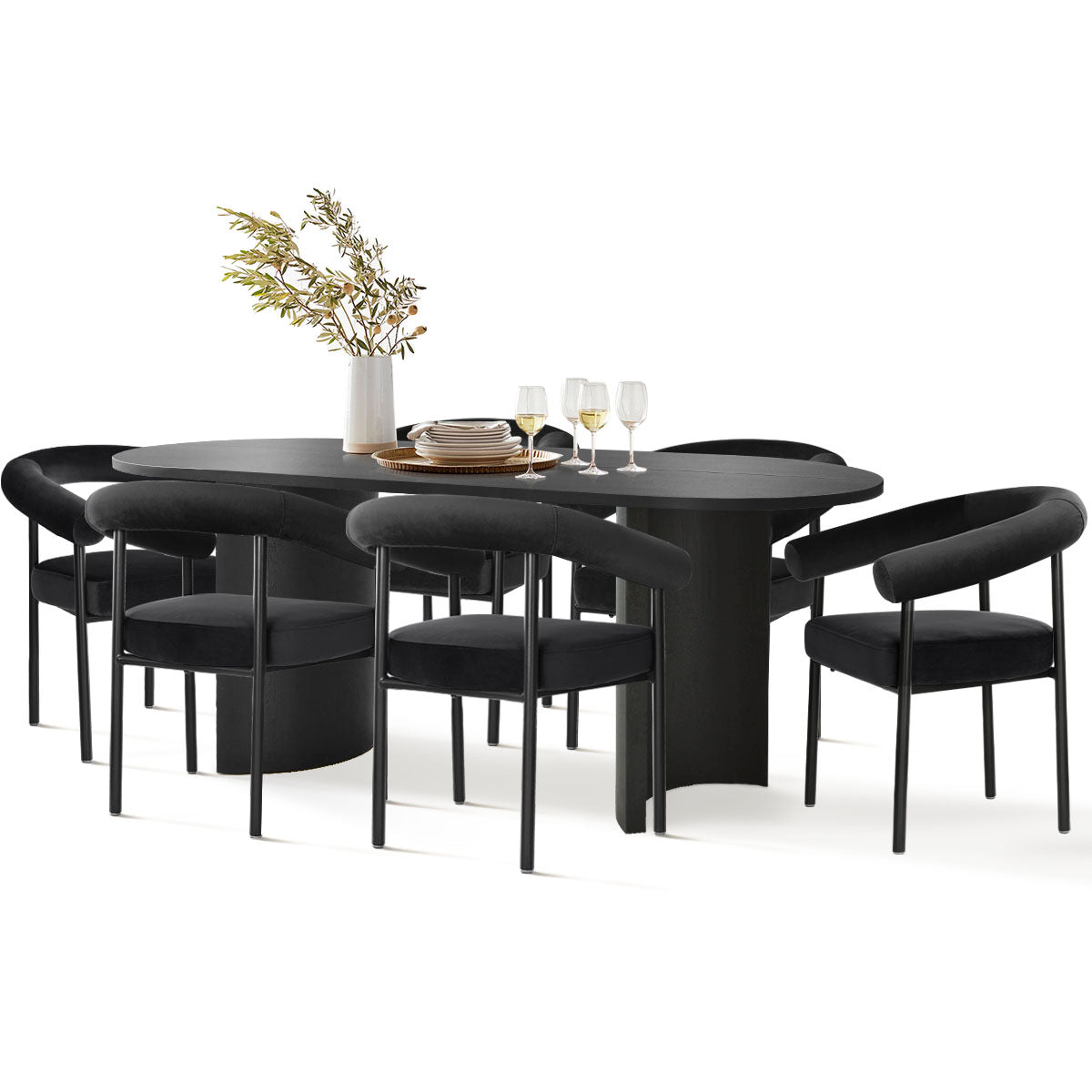 Dwen & New York 79" Oval Dining Table Set for 6 (7-Piece)