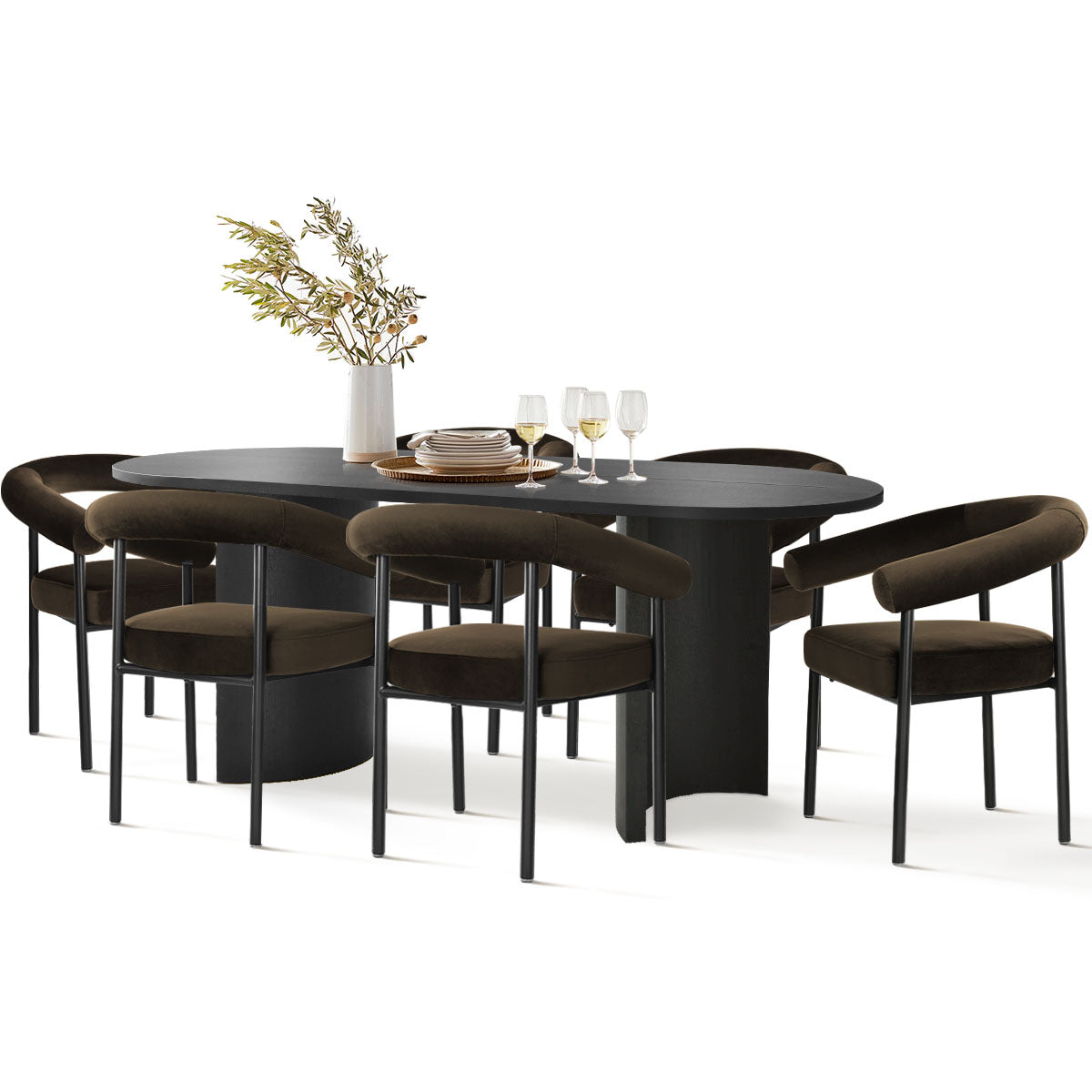 Dwen & New York 79" Oval Dining Table Set for 6 (7-Piece)