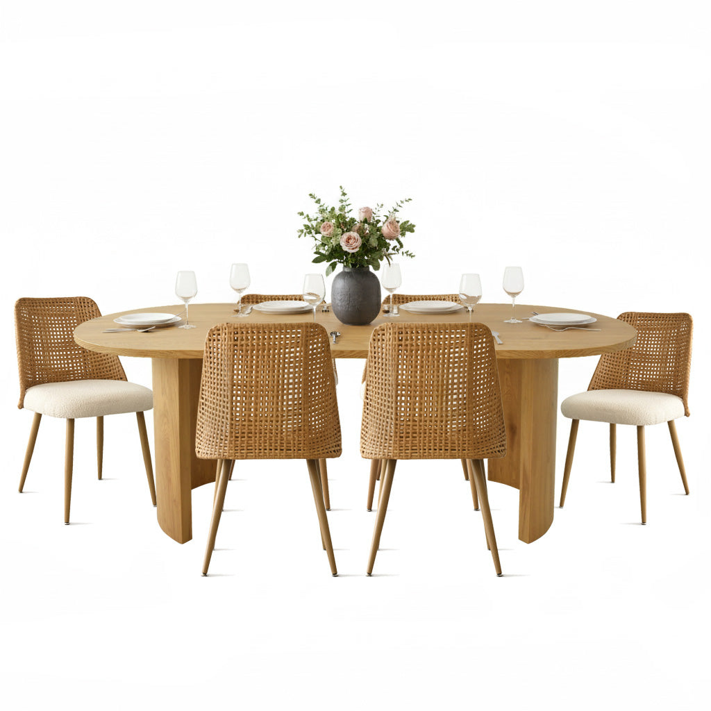 Dwen & Nice 79" Oval Dining Table Set for 6 (7-Piece)