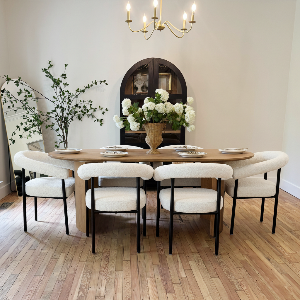 Dwen & New York 79" Oval Dining Table Set for 6 (7-Piece)